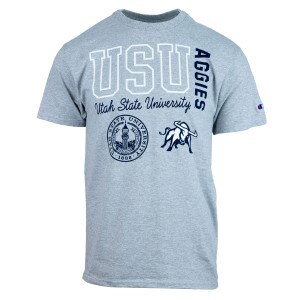 Champion utah state university graphic logo unisex 20 french gray t-shirt